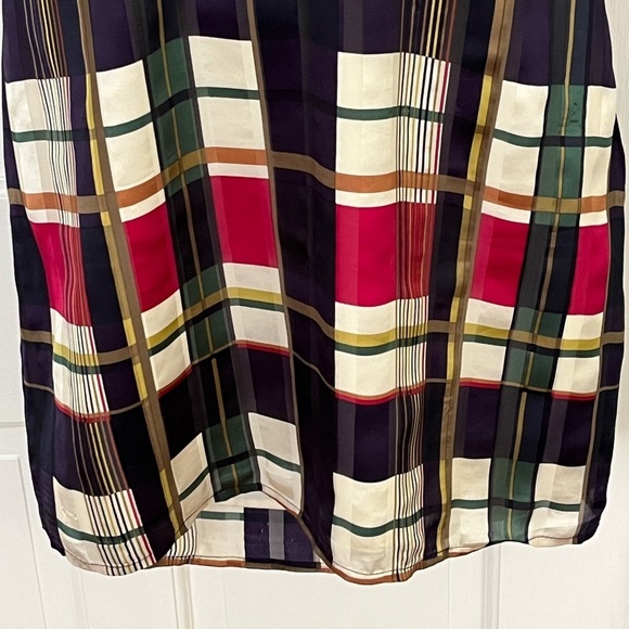 Vintage Guess 100% Silk Plaid Halter Collared Mini Dress Academia Preppy Party - Picture 4 of 11